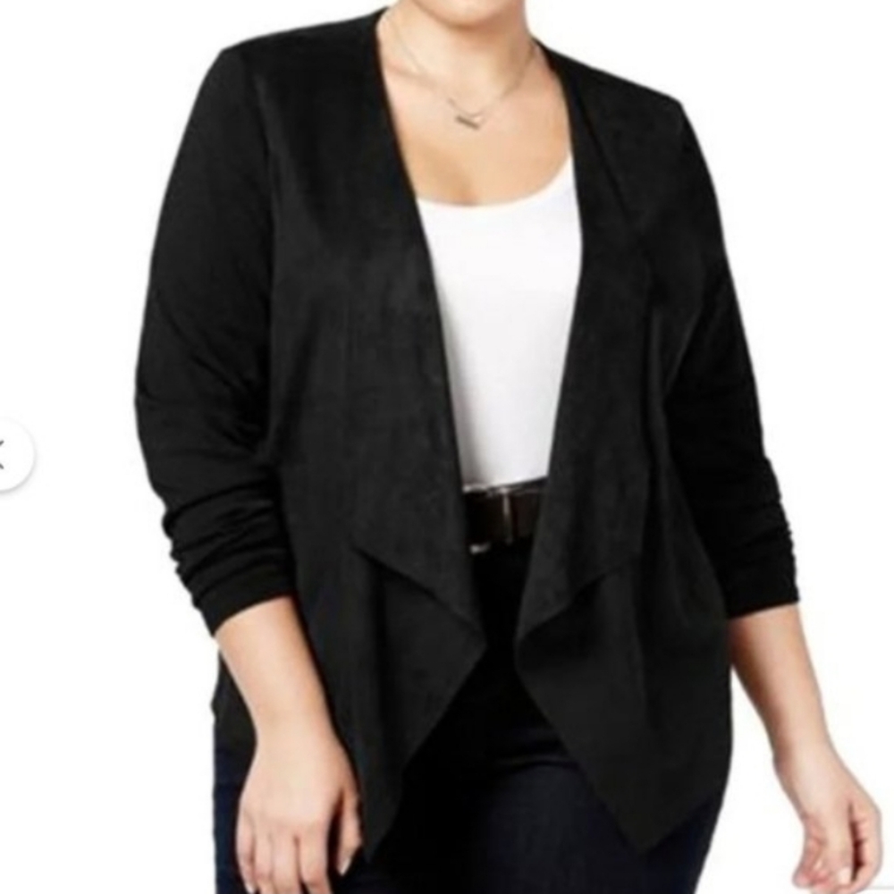 INC International Concepts Black Draped Cardigan
